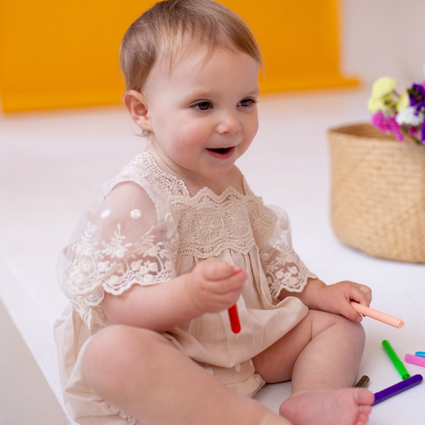 Lia Lace Romper Cream