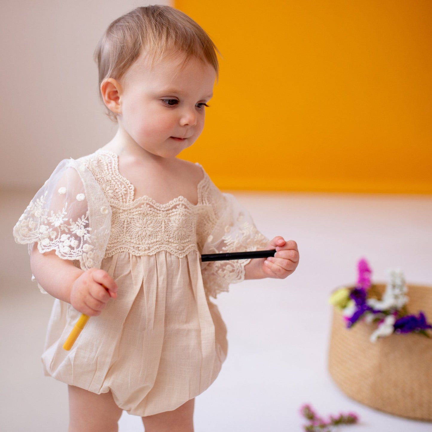 Lia Lace Romper Cream