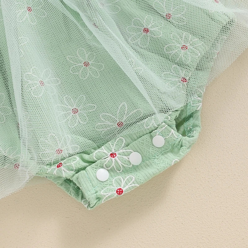 Tiny floral tutu romper Green