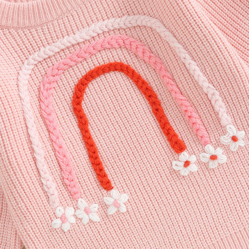 Floral Rainbow Sweater Pink