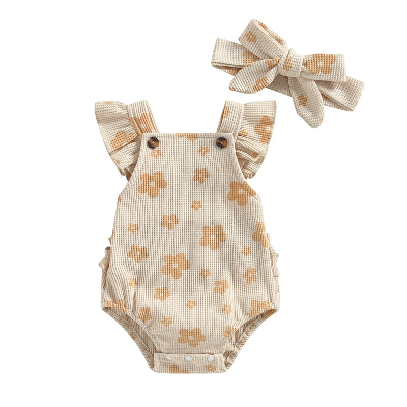 Grace Floral Romper Beige