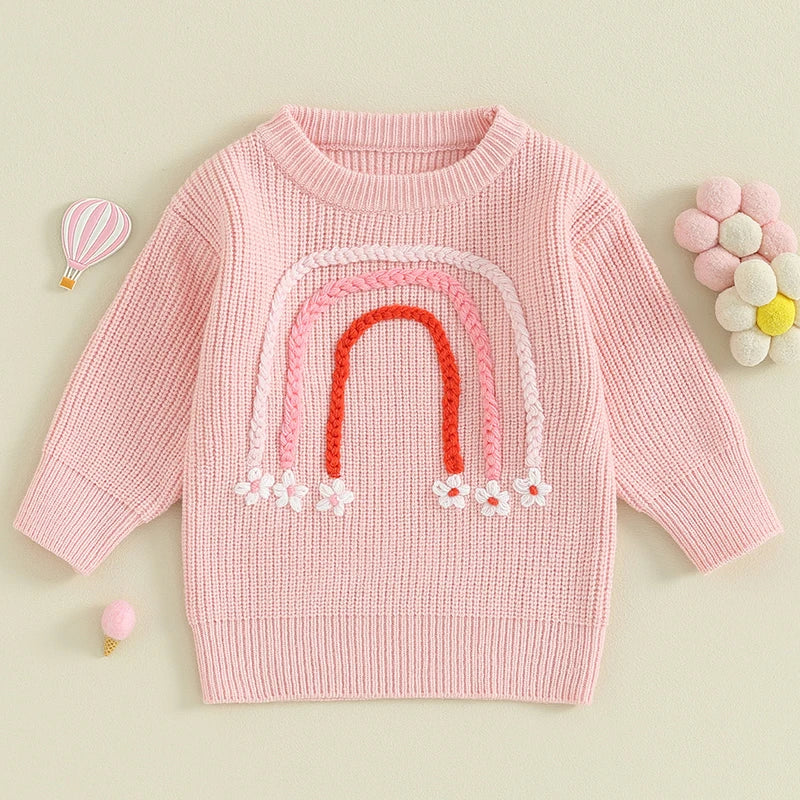 Floral Rainbow Sweater Pink