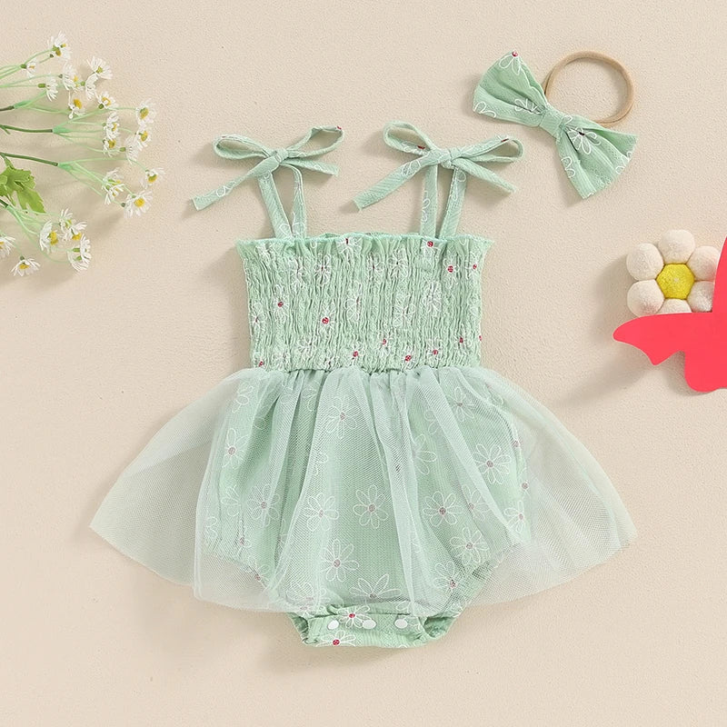 Tiny floral tutu romper Green