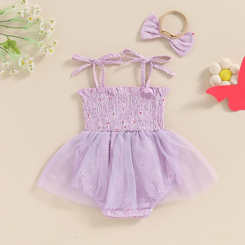 Tiny floral tutu romper Purple