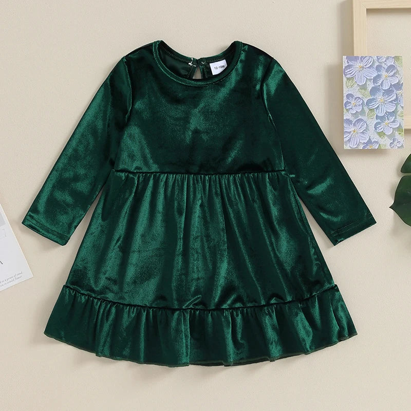 Glowy velvetin Dress Green