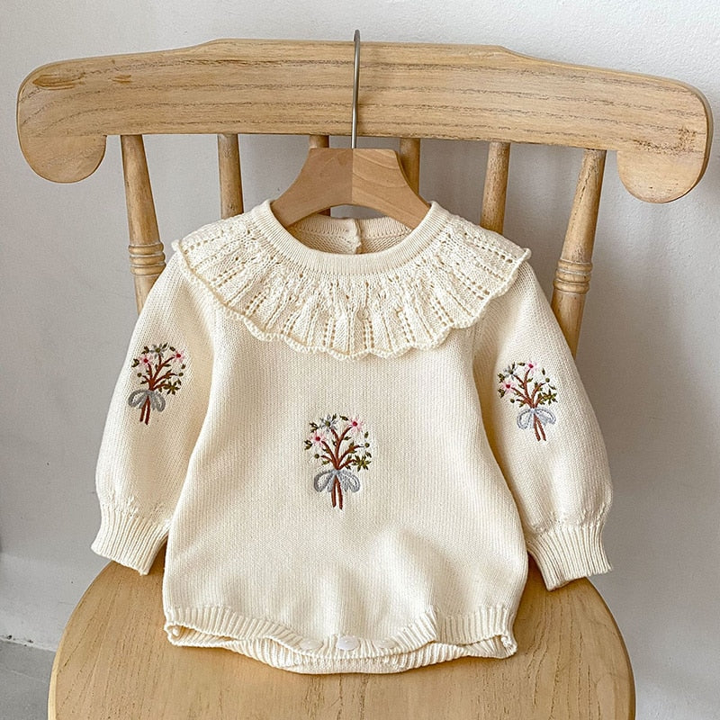 Bouquet knitted Romper Cream