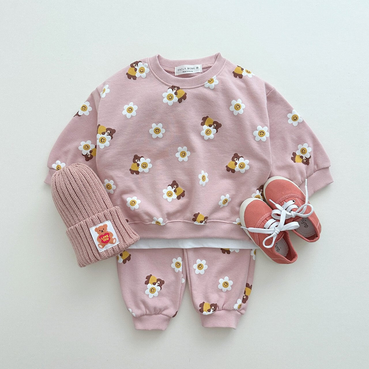 Bear hug Tracksuit Set Pink
