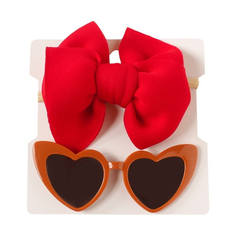 Heart Sunglasses and Bow Set