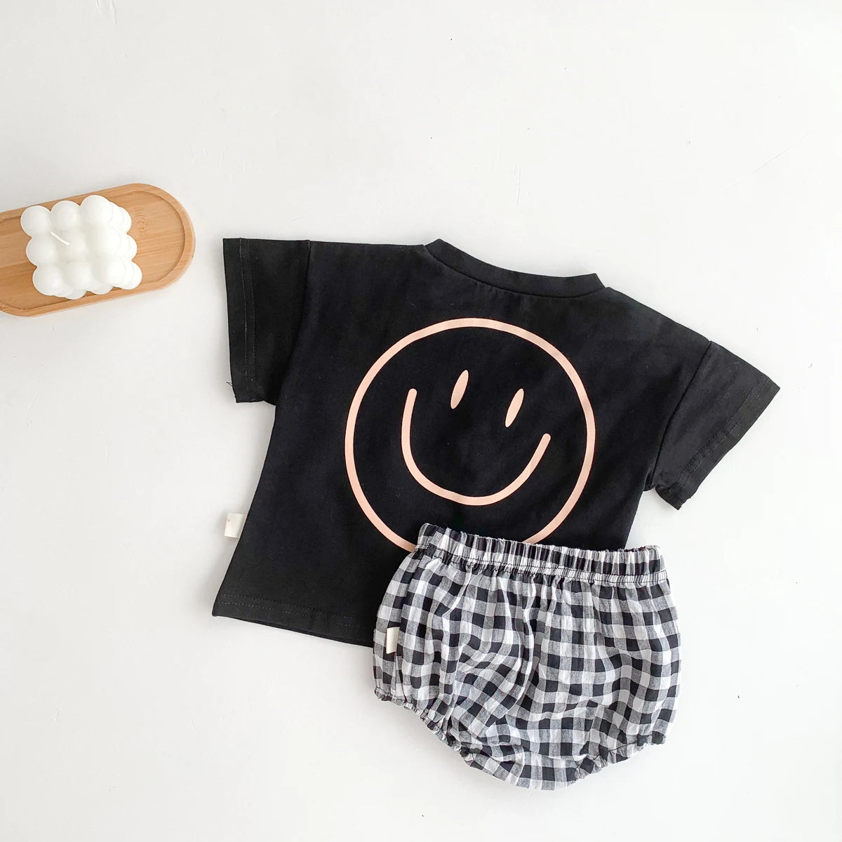 Smiley Plaid Set  Black