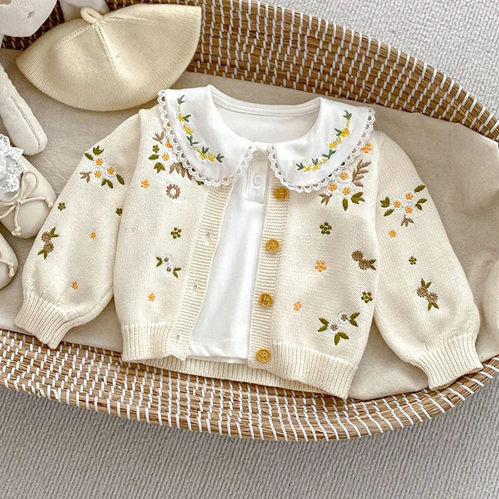 Little daisies embroidered cardi