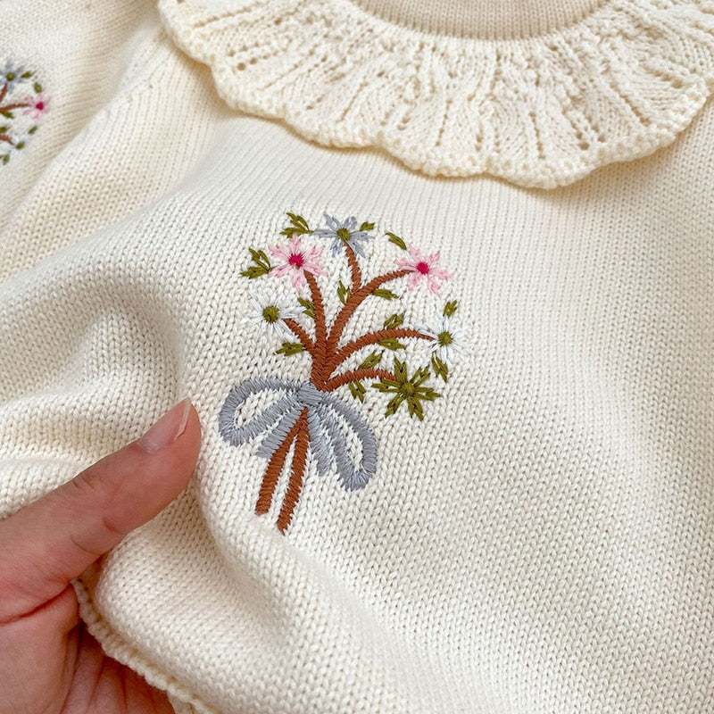 Bouquet knitted Romper Cream