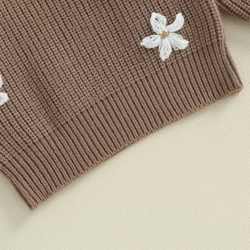 White flowers sweater Chocolate