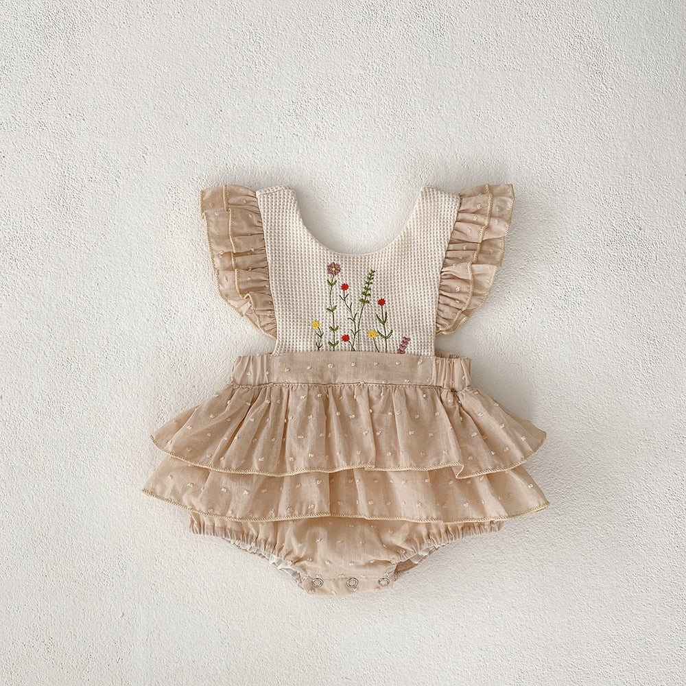Sophie Flower Romper Beige
