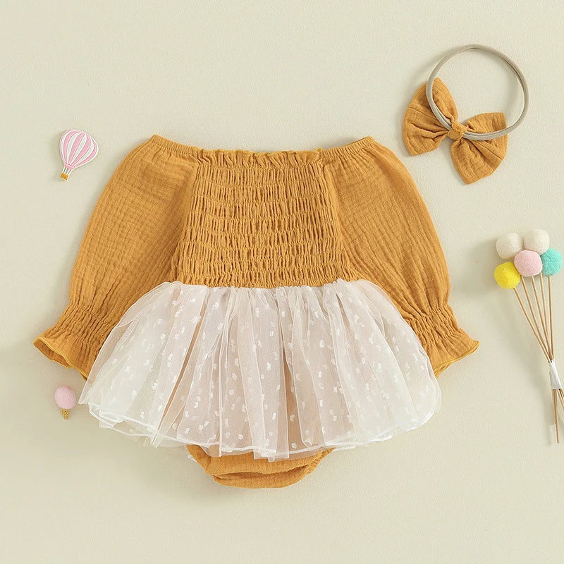 Heidi tulle Romper Yellow