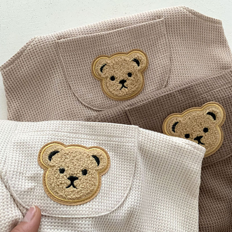 Bear Suspender Romper Brown
