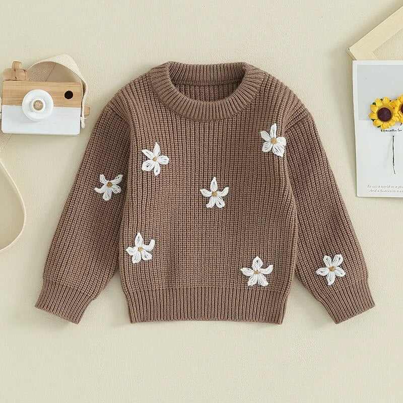 White flowers sweater Chocolate