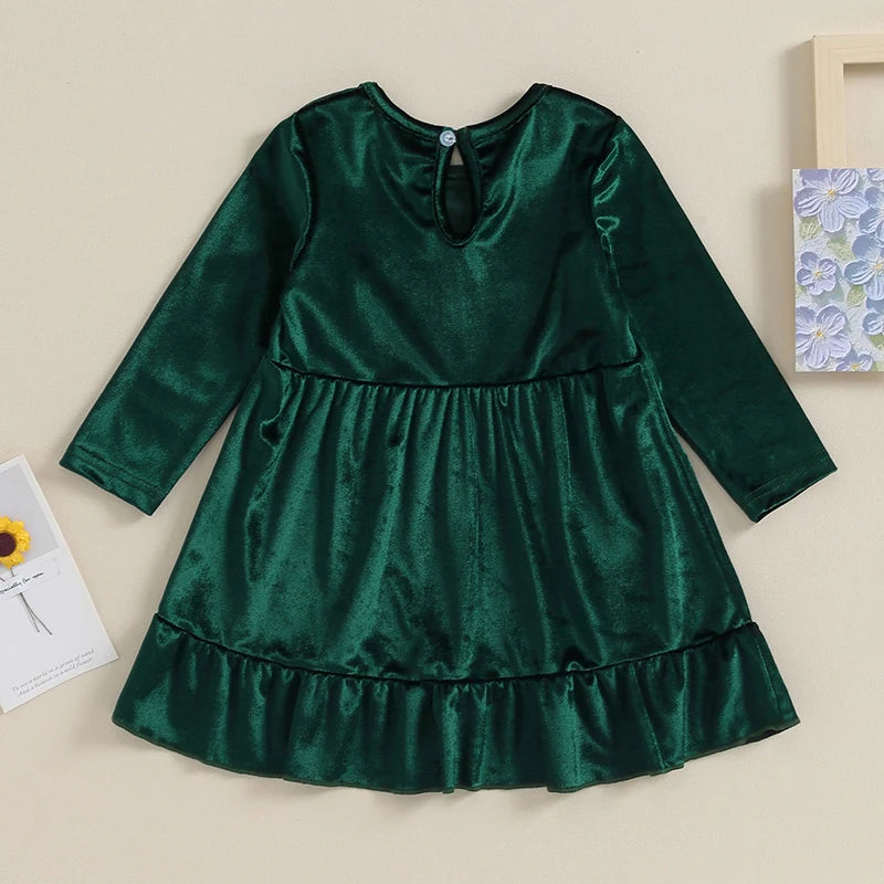 Glowy velvetin Dress Green