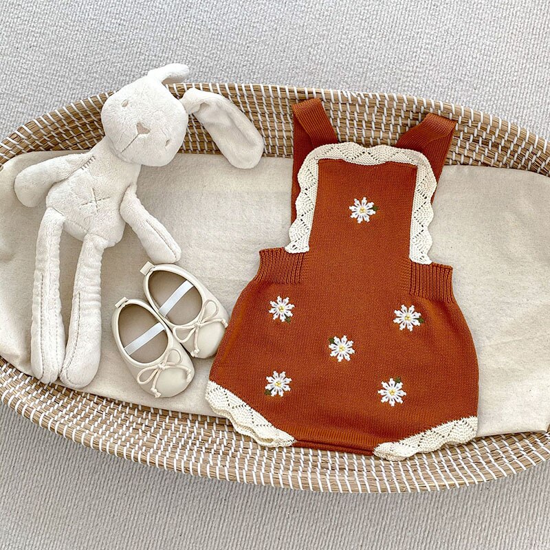 Betsy Suspender Romper Brick