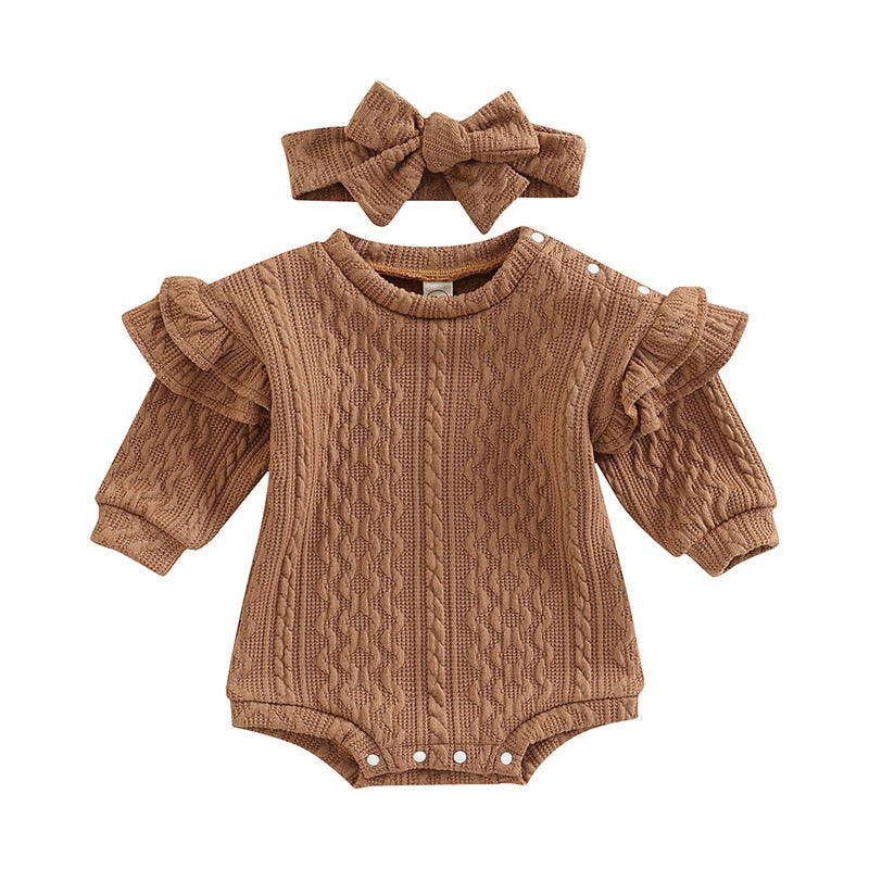 Bella Knitted Romper Brown