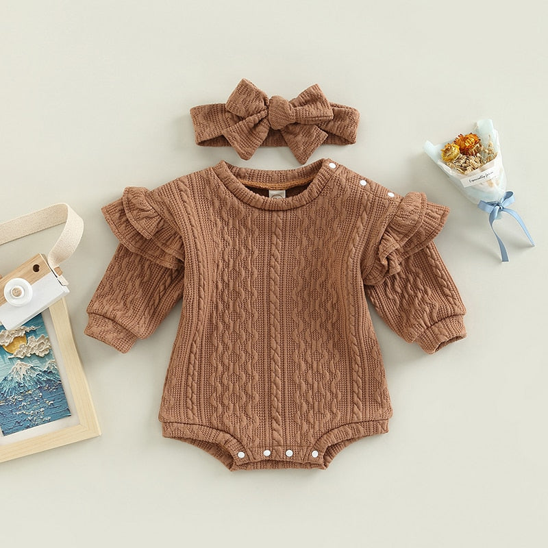 Bella Knitted Romper Brown