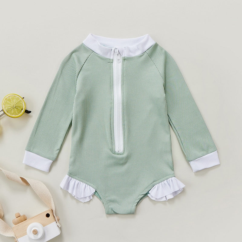 Retro Ribbed Swimsuit Mint