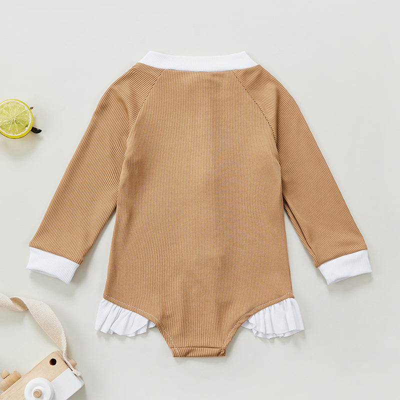 Retro Ribbed Swimsuit Mocha