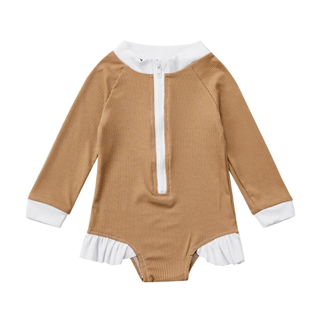 Retro Ribbed Swimsuit Mocha