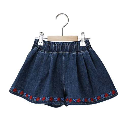 The Flowers Embroidery Denim Shorts