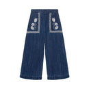 The flowers embroidery denim