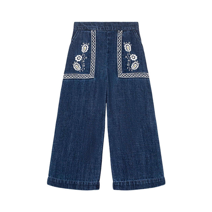 The flowers embroidery denim