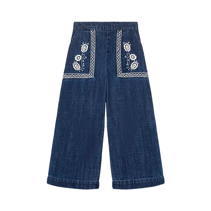 The flowers embroidery denim