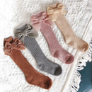 Velvet Bow High Knee Socks