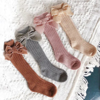Velvet Bow High Knee Socks