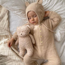 Bear Fluffy Jumpsuit and Hat
