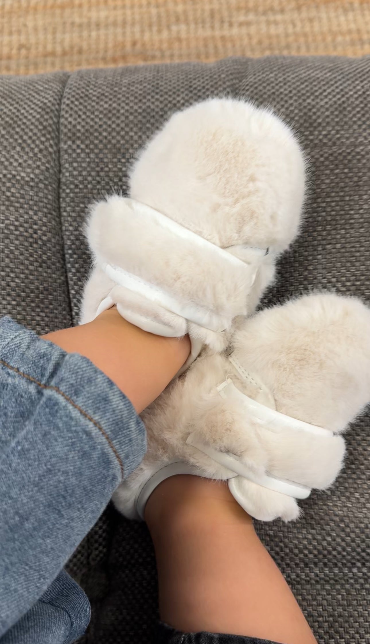 Fluffy velcro moccasins
