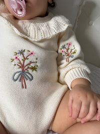 Bouquet knitted Romper Beige