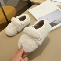 Fluffy velcro moccasins