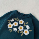 Daisy embroidery knitted Romper