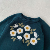 Daisy embroidery knitted Romper