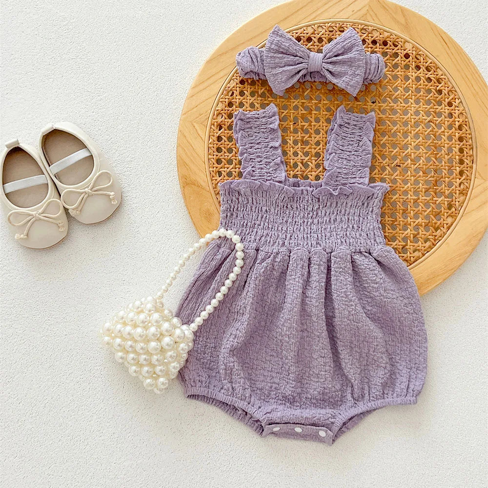 Mona textured romper & Bow