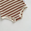 Bear Striped Romper Brown