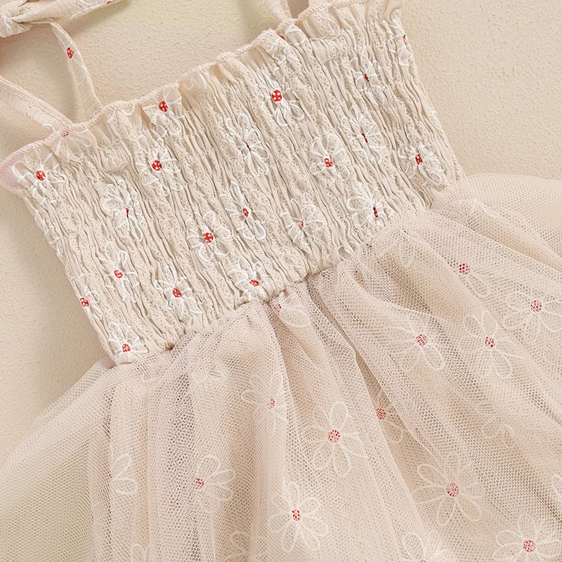 Tiny floral tutu romper Beige