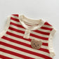 Bear Striped Romper Red