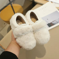 Fluffy velcro moccasins