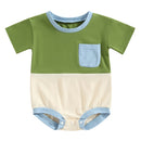 Summer Color Block Romper Green
