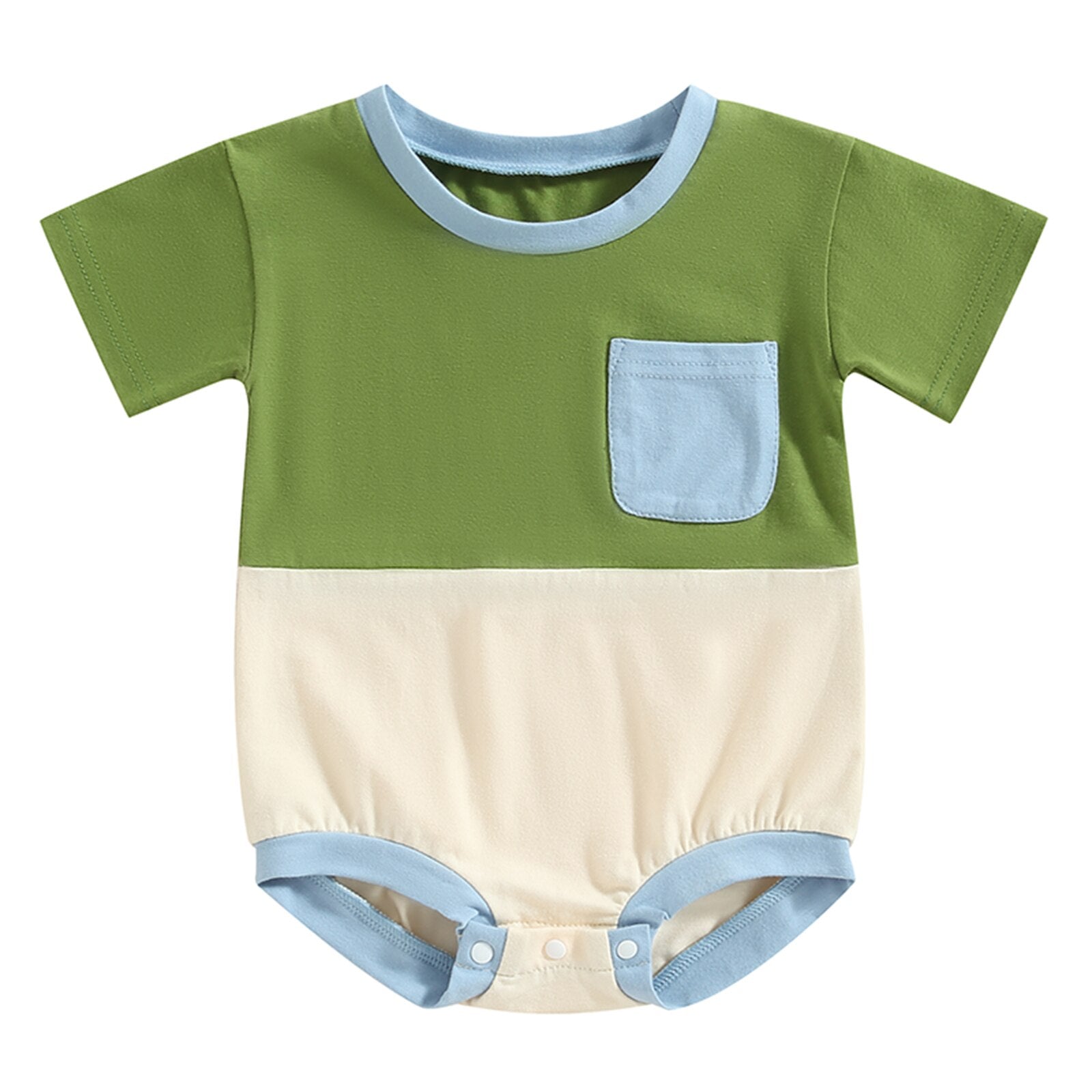 Summer Color Block Romper Green