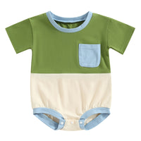 Summer Color Block Romper Green