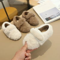 Fluffy velcro moccasins
