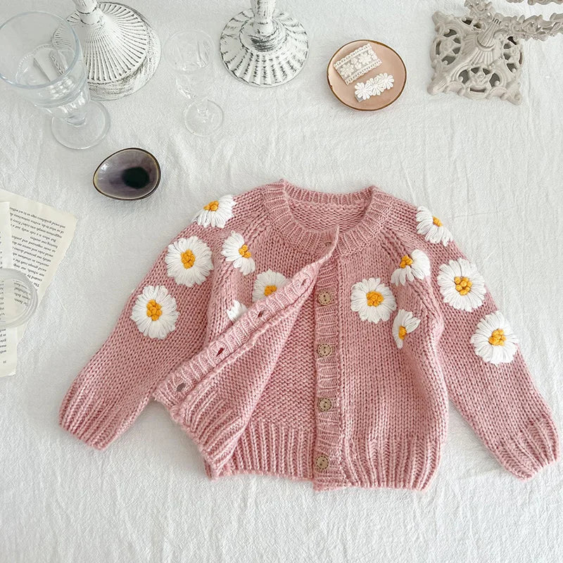 Daisy embroidery cardigan