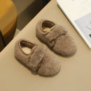 Fluffy velcro moccasins